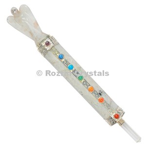 Baguettes de guérison des chakras en pierre de lune arc-en-ciel, sculptées et gravées, pour la décoration Feng Shui et l'amour à la maison - Product Image 1