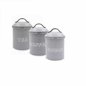 Ensemble de 3 boîtes à pain rectangulaires en métal uniques avec design écologique dans une boîte en carton pour la cuisine - Product Image 1