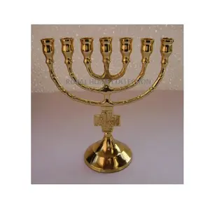 Oude Mode Messing Menorah Kaars Stand