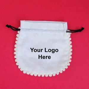 Pochette indienne en coton blanc fait à la main petit cadeau de mariage sac de faveur cordon Logo personnalisable conteneur de stockage de bijoux en gros - Product Image 2