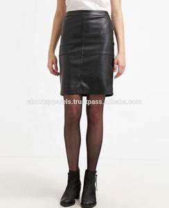 Jupe courte en cuir de mouton véritable pour femme de bureau grande taille en vrac personnalisable hiver dos ouvert hiver - Product Image 3