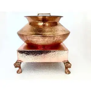 Deluxe Round Roll Top brass & copper chafing dish for kitchen