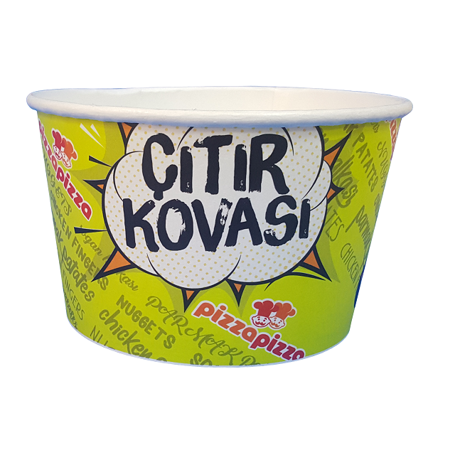 Round 1250ml Heat Seal Paper Chicken Cup with Plastic Lid Food Custom Printed Cookie Snack Recyclable Packaging