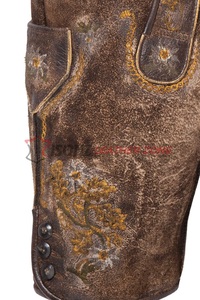 ISONZ Lederhosen traditionnels allemands en cuir vieilli de style vintage pour hommes, broderie personnalisée attrayante - Product Image 4