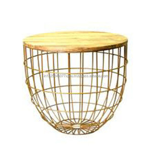 Table basse en osier avec plateau en bois - Product Image 4