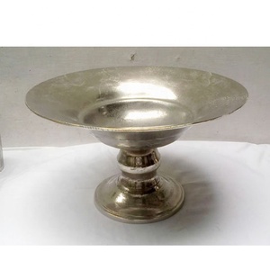 Tazón para Servir Frutas y Ensaladas / Soporte para Pastel de Metal / Bandeja y Tazón - Aluminio Gris Claro Ecológico - Product Image 2