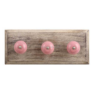 Handmade Pink Crackle Ceramic Wooden Wall Hooks Hangers Reusable Utility Mounted Hat Bags Clothes Heavy Duty - Product Image 1