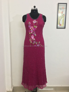 Robes de soirée longues Nova Fashion 2022, brodées à la main, pour cocktail, avec paillettes, sans manches, taille naturelle, perles - Product Image 2