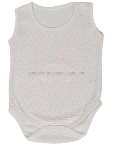 OEM sans manches entièrement imprimé barboteuse 100% organique inde bambou coton nouvelle mode Pom Pom bébé fille tenue avec bouton pression fermeture - Product Image 1
