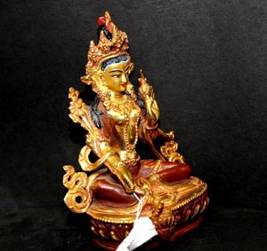 Statue tibétaine en métal tara artisanale gravure népalaise Figurine en laiton Sculpture religieuse indienne Art bouddhiste à collectionner - Product Image 4