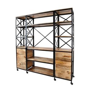 Estantería moderna de madera y hierro de altura ajustable para muebles del hogar - Product Image 4