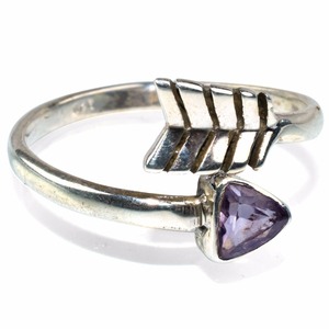Anillos de plata de ley 925 con forma triangular, amatista azul púrpura, joyería de plata hecha a mano - Product Image 1