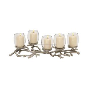 Vintage Iron Branches Gold Scone <b>Glass</b> <b>Candle</b> <b>Holder</b> Tabletop Decorative Votive <b>Candle</b> Stands for Indoor Lights Decor - Product Image 2