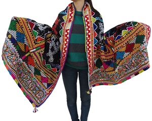 Wholesale vintage embroidered woolen rabari <b>shawl</b> handmade gypsy kutchi banjara <b>blanket</b> - Product Image 4