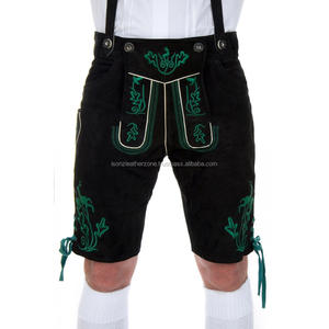 Lederhosen traditionnels en cuir suédé noir, doux et durables, pour hommes, style bavarois allemand, vêtements d'Oktoberfest, costumes pour hommes - Product Image 1