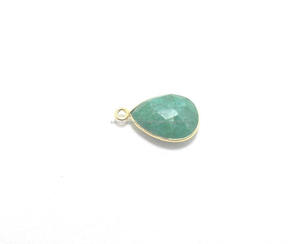 Pierre précieuse émeraude teintée argent plaqué fabrication de bijoux forme de poire Double caution à facettes 925 connecteur de lunette de pierres précieuses - Product Image 4