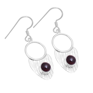 Round cab <b>Garnet</b> Gemstone 925 Sterling Silver Ear Wire Dangle <b>Earrings</b> Fashionable Romantic <b>Earring</b> For Wedding Anniversary Gift - Product Image 1