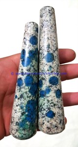 Pierres de massage en granit azurite bleu jaspe K2, bleu à pois - Product Image 2