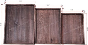 Juego de 3 Bandejas de Madera Hechas a Mano de Primera Calidad en Color Nogal Antiguo, Bandeja de Servicio de Madera Sostenible con Asas - Product Image 2