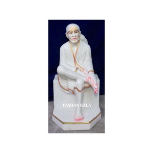 Statue de seigneur saï en marbre, de couleur blanche - Product Image 1