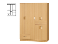 Armoire de chambre FURNIZONE de fabrication malaisienne, design moderne de haute qualité, panneaux en bois, 2 tiroirs, robuste, multicolore, grande capacité de suspension