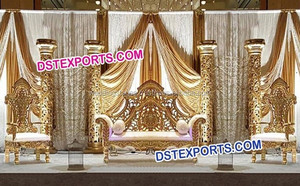 ตกแต่งเวทีงานแต่งงานสวยงาม เวทีงานแต่งงานพร้อมเสาโรมัน การจัดเวทีสไตล์ใหม่พร้อมฉากหลัง ตกแต่งงานอีเว้นท์แบบนิวยอร์ก - Product Image 2