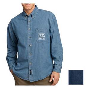 Port & Company เสื้อเชิ้ตยีนส์สุดคุ้มแขนยาว,ผ้าฝ้าย6.5,เย็บสองเข็มตลอด100% - Product Image 1