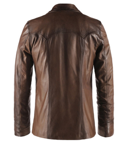 Abrigo de cuero de alta calidad para motorista, chaqueta de cuero para hombre - Product Image 5