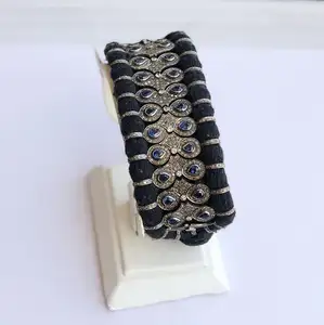 Natural Blue Sapphire Gemstone Thread Macrame Fashion Bracelet 925 Sterling Silver Diamond Wholesaler