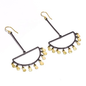 Pendientes de gota de latón real chapados en oro y rodio negro Vermeil de 2,5 micras hechos a mano para mujeres y niñas, joyería fina - Product Image 1