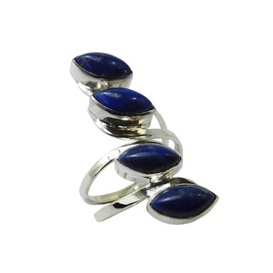 Anillo de piedras preciosas de lapislázuli de diseño único para niñas, joyería de plata de ley 925 a la moda, anillos Eternity Vermeil, regalo para ella - Product Image 1