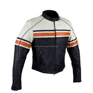 Chaqueta de Motociclista de Cuero Sintético con Rayas Rojas y Blancas Estilo Brad Pitt de Fight Club - Product Image 5