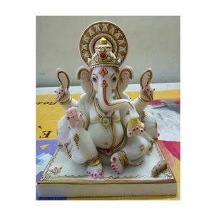 Estatua decorativa de Ganesha Ji, estatua de Ganesha de mármol de 12 pulgadas, estatua de Ganesha de piedra - Product Image 1