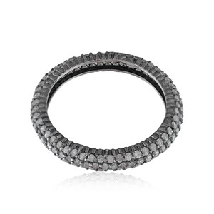 Pave Diamonds hecho a mano banda de plata anillo de moda joyería - Product Image 2