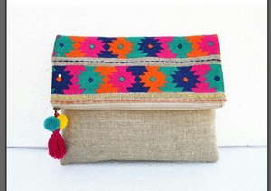 Indian Ethnic Women's Evening Clutch <b>Bag</b> Gujarati Embroidery with Thread Pattern Wholesale From Guru Kirpa Export House - Product Image 6