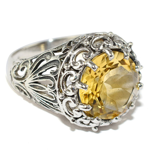Anillo de Plata de Ley 925 con forma redonda de citrino, joyería de plata de ley 925, joyería de plata 925 fresca, venta al por mayor - Product Image 1