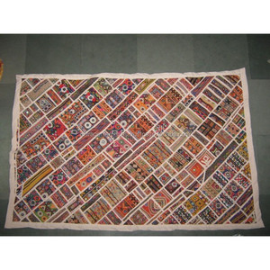 Camino de Mesa Indio, Decoración de Habitación, Tela Bordada, Patchwork de Algodón, Mesa de Comedor, Multicolor, Hecho a Mano, Decorativo - Product Image 1