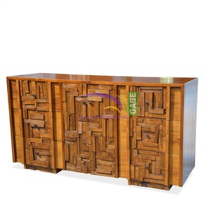Gabinete de buffet antiguo de madera de teca de estilo moderno, Cara de clientes irregulares para el hogar, para dormitorio, cocina, comedor, muebles de sala de estar - Product Image 2