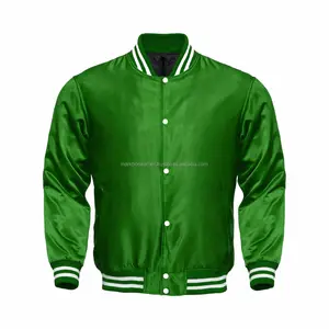 2021высшее качество Университетская атласная куртка/бейсбольная куртка-зеленый MKL-2606