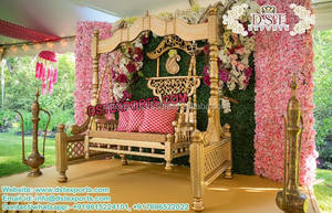 Mehandi ชุดชิงช้าบนเวที Sankheda,ชุดแกว่งบนเวทีแสนสวยสีขาวมุกสำหรับงานแต่งงานแบบอินเดีย - Product Image 3