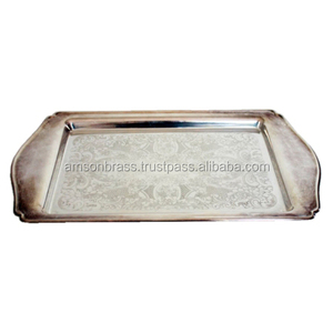 Bandeja de servicio de comida rápida de Metal indio clásico para habitación de restaurante de latón, bandeja de servicio de café de Metal de acero de forma cuadrada - Product Image 6