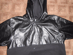 Customizable 100% Cotton Fleece <b>Hoody</b> Men's XS-6XL Sizes DIY Yarn Dyed <b>with</b> Spring Hooded Collar Leather Accents <b>Thumb</b> <b>Hole</b> Cuff - Product Image 3