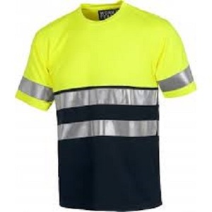 เสื้อยืดแขนสั้นพิมพ์ลายโพลีเอสเตอร์ Hi Vis Viz,งานสร้างความแตกต่างทูโทนสไตล์ใหม่