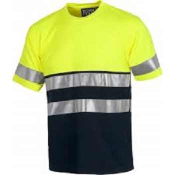 New Style Top Polyester Hi Vis Viz Short Sleeve Safety TShirt Two Tone Contrast Work