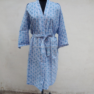 Kimono de Tela con Estampado de Bloques de Diseño Personalizado de Alta Calidad, con Cinturón y Lazos en la Cintura, Diseño Envolvente, Ropa de Dormir Cómoda, Bata para Estar en Casa - Product Image 3