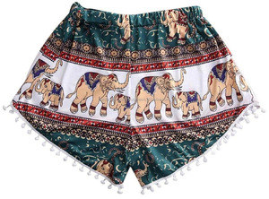 Shorts de Algodón Estampados para Mujer, Estilo Bohemio Hippie Vintage, Cintura Media, Transpirables, Elásticos, Holgados, Casuales de Playa - Product Image 3