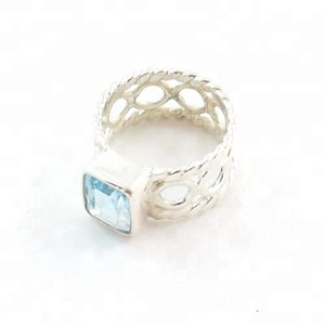 พรีเมี่ยมเครื่องประดับหินสีฟ้าแหวนบุษราคัมสีฟ้าสำหรับแหวนแฟชั่นนิรันดร์ - Product Image 6