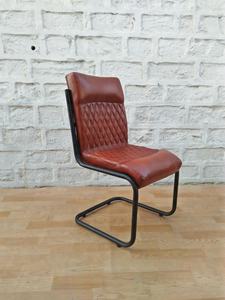 Silla Industrial Vintage de Metal y cuero, de cuero genuino antiguo - Product Image 2