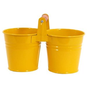 Pot de fleurs suspendu double en métal style vintage pour balcon Décoration extérieure de jardin en fer classique Couleur vintage Utilisation au sol - Product Image 2