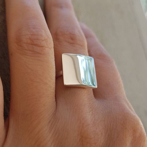 Vente chaude 925 bijoux en argent Sterling faits à la main Vintage argent plaqué forme géométrique bague en pierre naturelle bague en pierres précieuses - Product Image 1